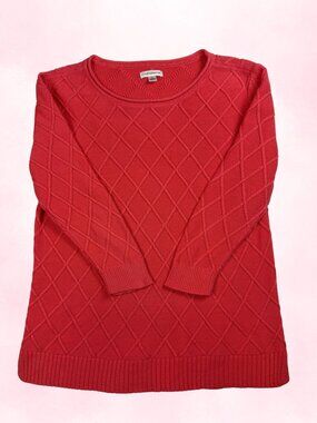 Croft & Barrow Diamond Knit Sweater – Preppy Barbiecore – Size S